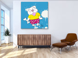 Dog With Happy Bone 48"X48" Limited Edition Framed Canvas Art (of 10)