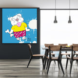 Dog With Happy Bone 48"X48" Limited Edition Framed Canvas Art (of 10)