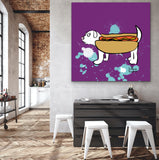 Insecure Wiener Dog 48"X48" Limited Edition Framed Canvas Art (of 10)