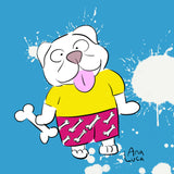 Dog With Happy Bone 48"X48" Limited Edition Framed Canvas Art (of 10)