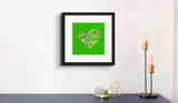 Peridot Green (on Green) 12"X12" Open Edition Print