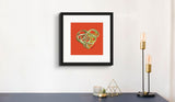 Peridot Green (on Orange) 12"X12" Open Edition Print