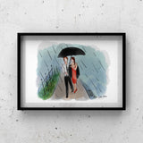 Walking In Rain Art by Ana Luca