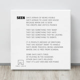 Seen 12"X12" Open Edition Canvas Art