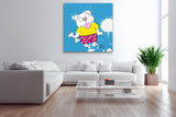 Dog With Happy Bone 48"X48" Limited Edition Framed Canvas Art (of 10)