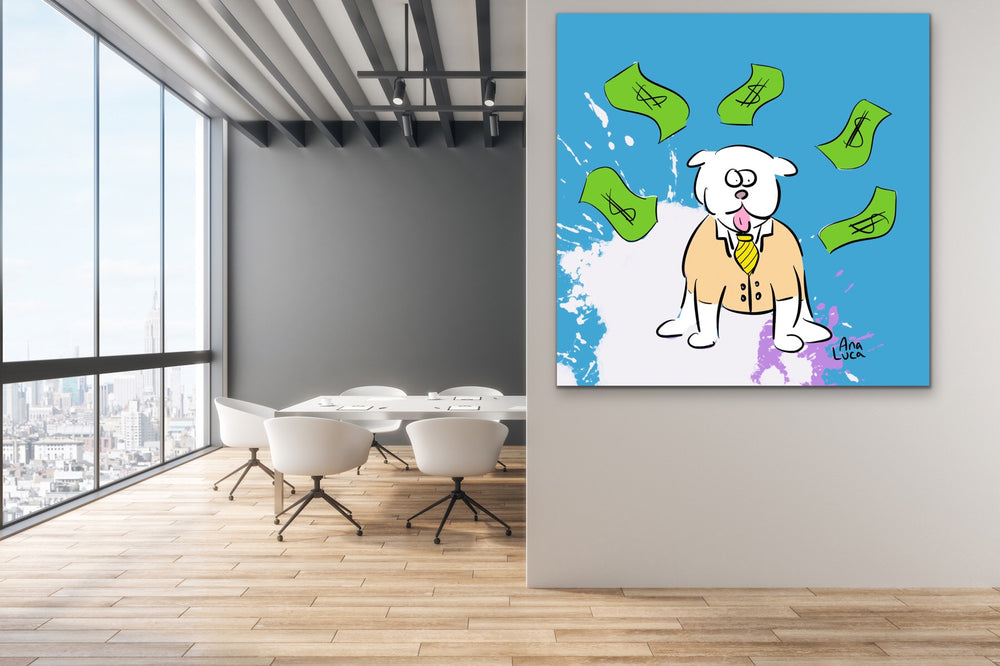 Dog of Wall Street 48"X48" Limited Edition Framed Canvas Art (of 10)