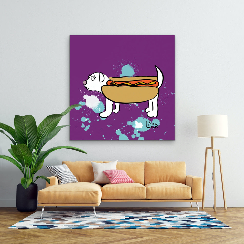 Insecure Wiener Dog 48"X48" Limited Edition Framed Canvas Art (of 10)