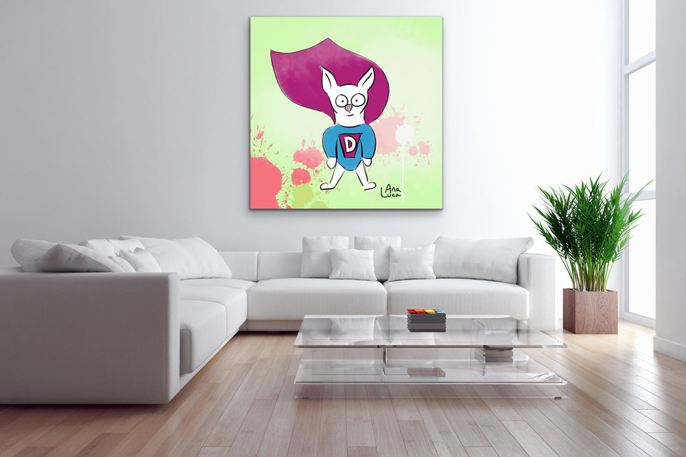 Little Dog With Big D Energy 48"X48" Limited Edition Framed Canvas Art (of 10)