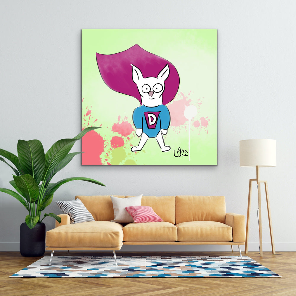 Little Dog With Big D Energy 48"X48" Limited Edition Framed Canvas Art (of 10)