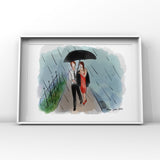 Walking In Rain Art by Ana Luca