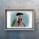 Walking In Rain Art by Ana Luca