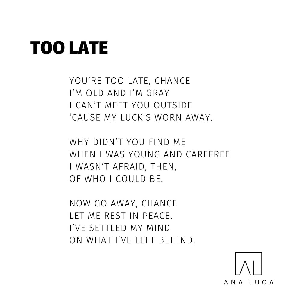 Too Late Poetry by Ana Luca
