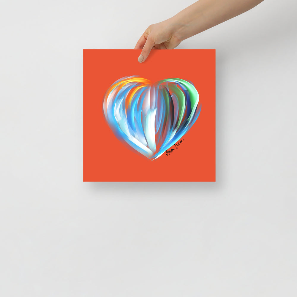 Aquamarine Blue  (on Orange) 12"X12" Open Edition Print