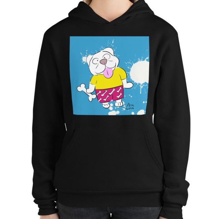 Dog With Happy Bone Unisex Premium Hoodie by Ana Luca