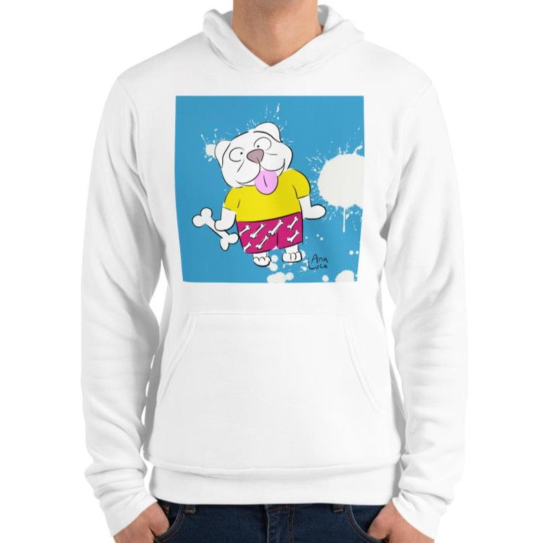 Dog With Happy Bone Unisex Premium Hoodie by Ana Luca